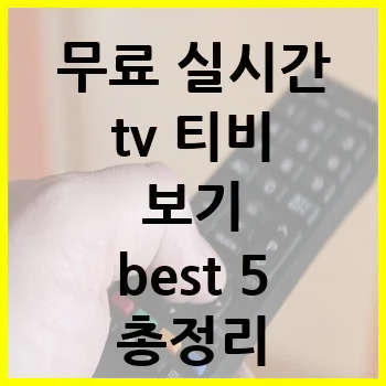 실시간 tv 보기 무료 티비 best 5 총정리